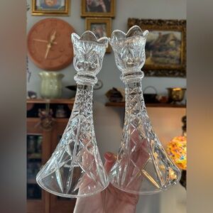 Elegant Vintage Crystal Candlestick Holders